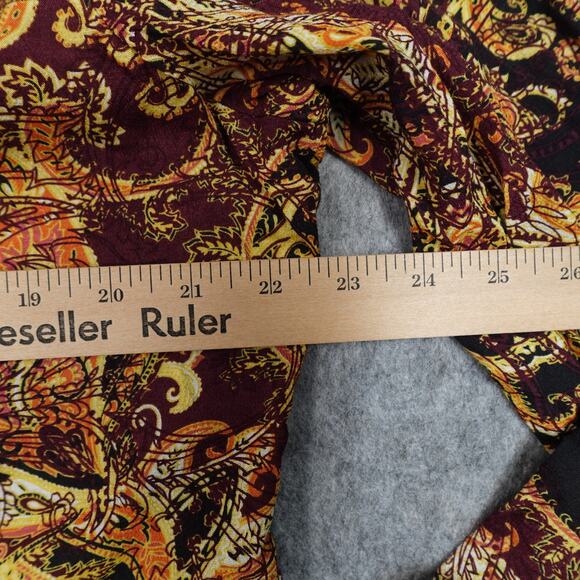 J. Jill Top Womens‎ Large Tunic Paisley Long Sleeve Crew Neck Gold Maroon Blouse - Picture 8 of 10